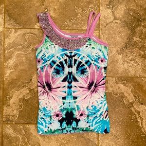 Justice girls size 16 sparkly peace sign top